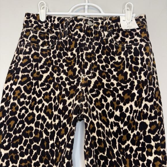J Crew Corduroy Pants Womens 27 Brown Leopard Print 10" Toothpick Ankle Stretch - Picture 4 of 14